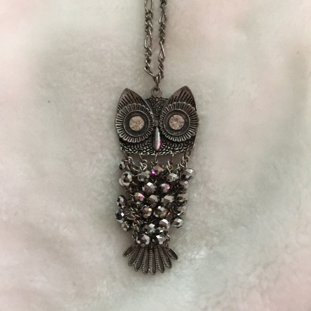 Silver Owl Pendant Necklace